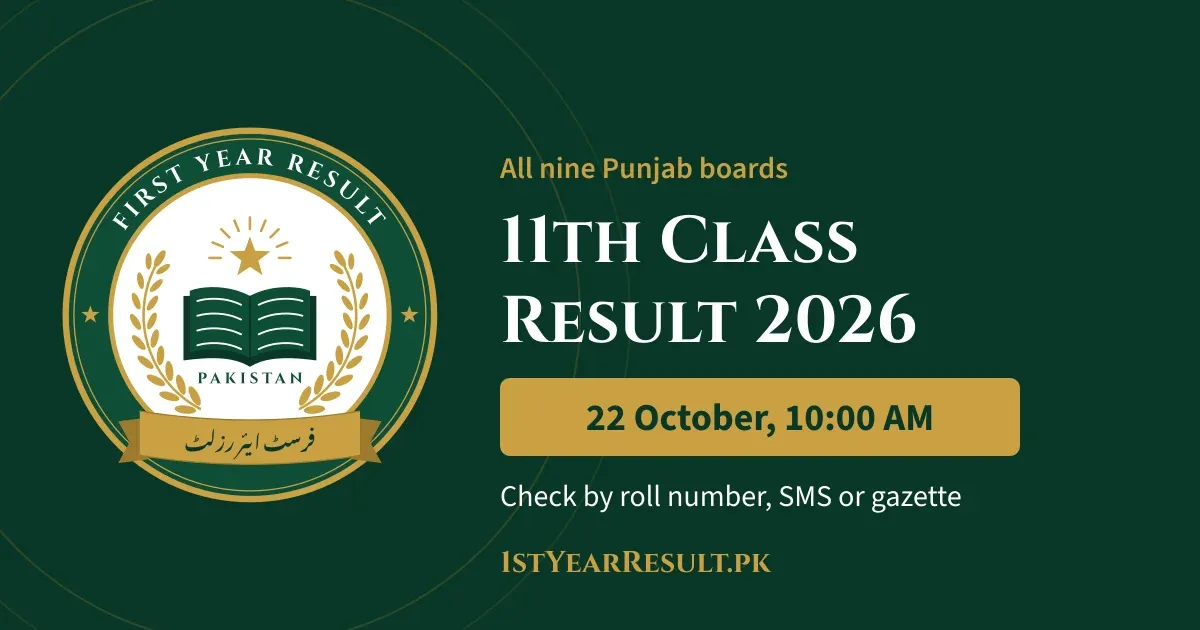 11th Class Result 2026 for all nine Punjab boards, announced on 22 October at 10:00 AM