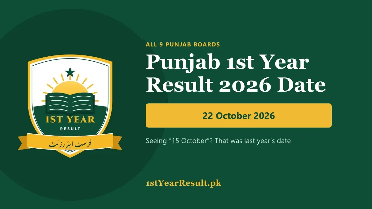 Punjab 1st Year Result 2026 date: 22 October 2026 for all 9 Punjab boards