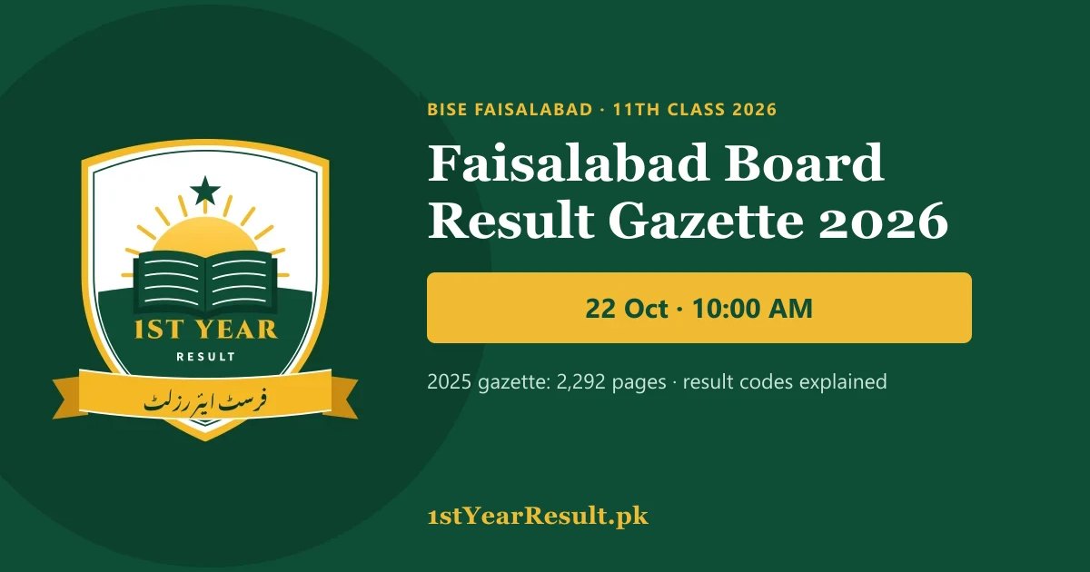 BISE Faisalabad Official Result Gazette 2026 PDF – 11th Class